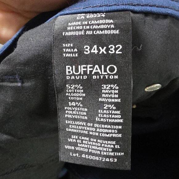 Buffalo David Bitton Pants Mens Size 34x32 Blue Cotton Archer Slim Stretch NWT - Picture 10 of 11
